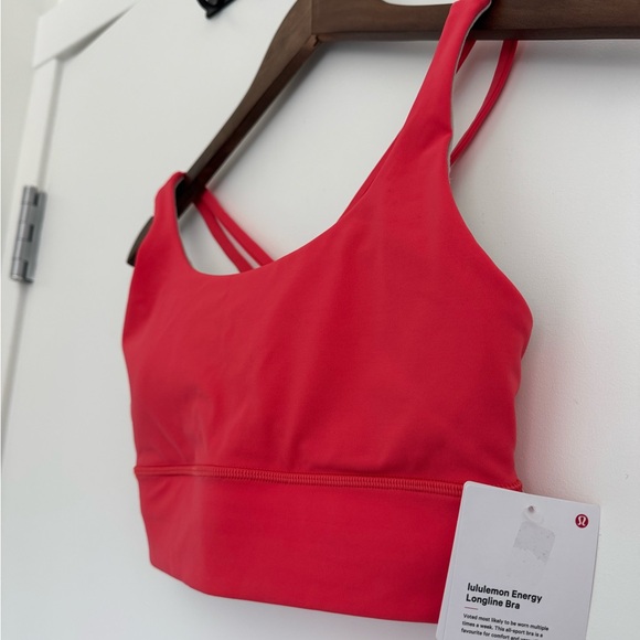 NWT Sz 6 Lululemon Energy Longline Bra Crossback Med Support B–D Cup Pink Punch - Picture 4 of 11